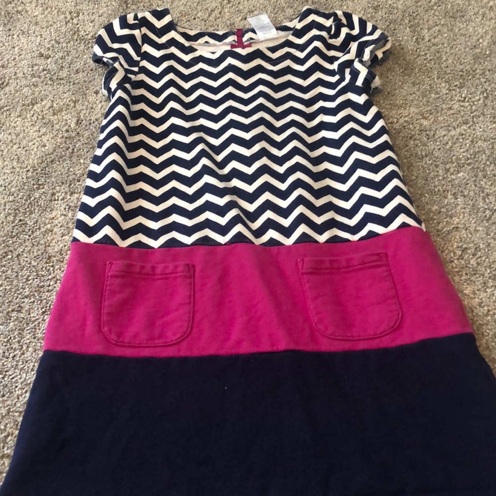 Gymboree dress girls size 7 chevron pink blue